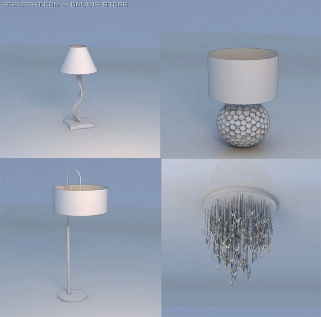 light pendant lamp floor lamp 3D Model .c4d .max .obj .3ds .fbx .stl .blend 
