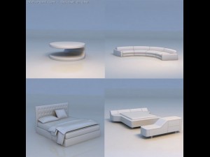 bed sofa chair table Modèle 3D
