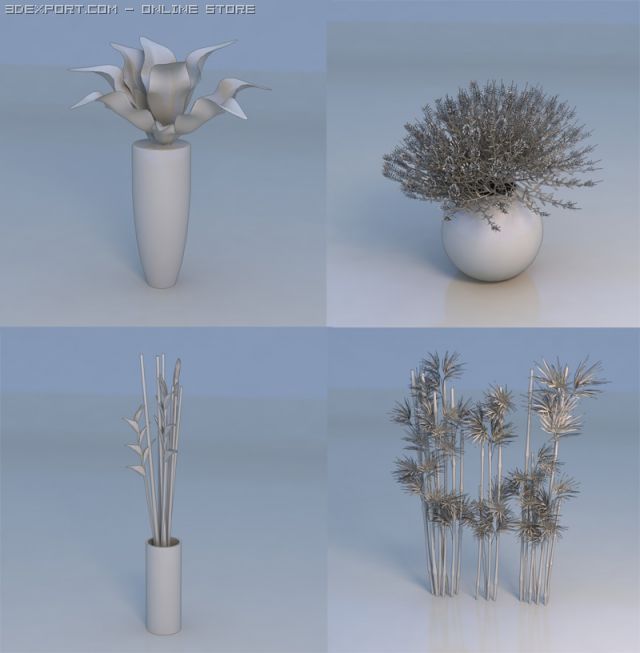 plant flowers bamboo 3D Model .c4d .max .obj .3ds .fbx .stl .blend 