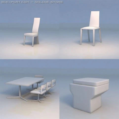 chair desk chair table 3D Model .c4d .max .obj .3ds .fbx .stl .blend 