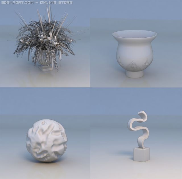 pot planter flower accessories Modèle 3D .c4d .max .obj .3ds .fbx .stl .blend 