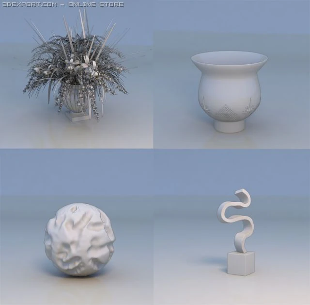 pot planter flower accessories 3D Model .c4d .max .obj .3ds .fbx .stl .blend 