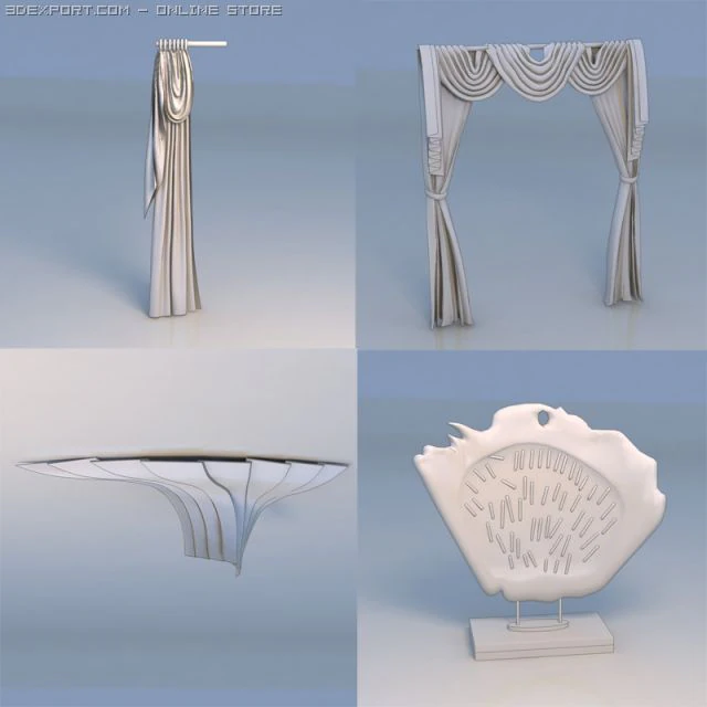curtain screen 3D Model .c4d .max .obj .3ds .fbx .stl .blend 