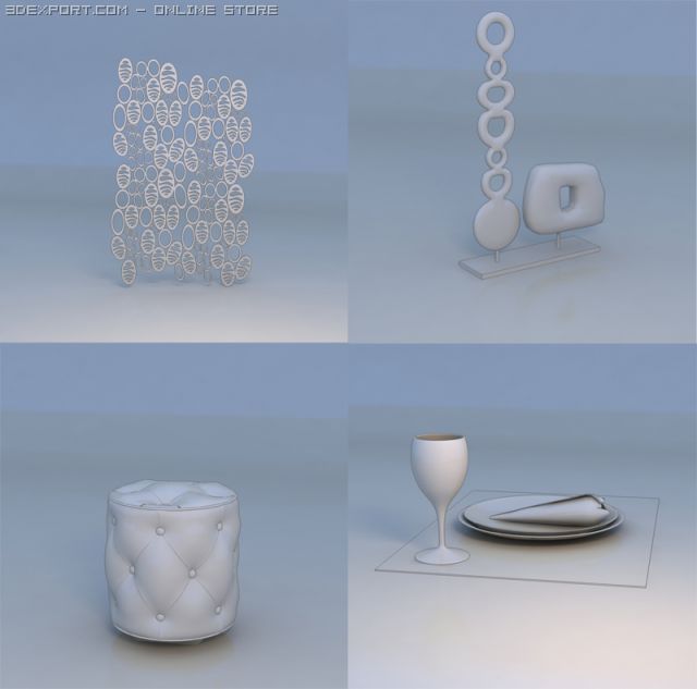 decorative wall couch screen Model 3D .c4d .max .obj .3ds .fbx .stl .blend 