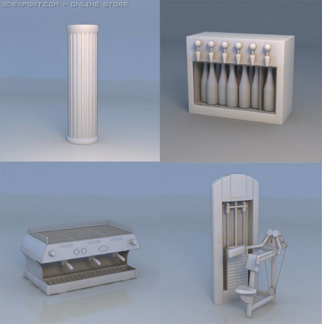 column oven gym wine cooler 3D 模型 .c4d .max .obj .3ds .fbx .stl .blend