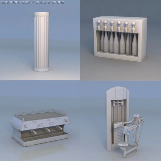 column oven gym wine cooler 3D Model .c4d .max .obj .3ds .fbx .stl .blend