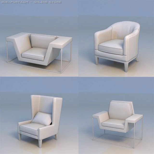 sofa couch lounge chair 3D Model .c4d .max .obj .3ds .fbx .stl .blend 