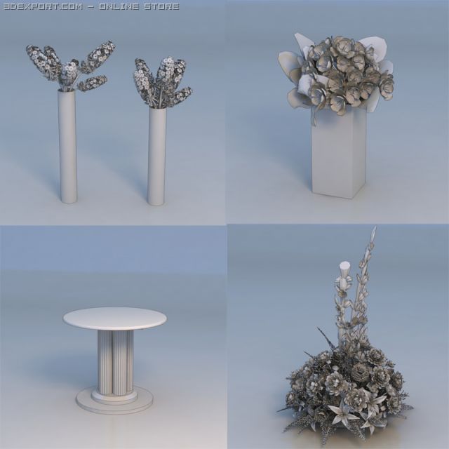table flower plant Modelo 3D .c4d .max .obj .3ds .fbx .stl .blend 