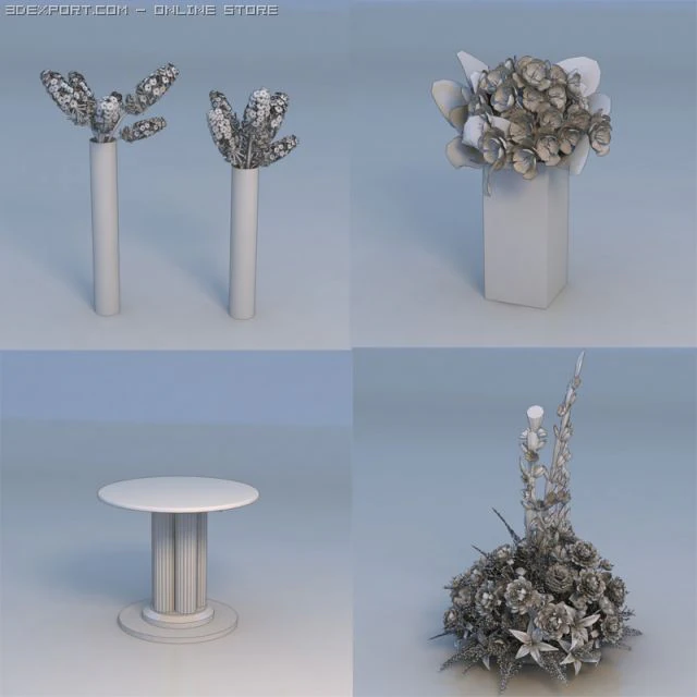 table flower plant 3D Model .c4d .max .obj .3ds .fbx .stl .blend 
