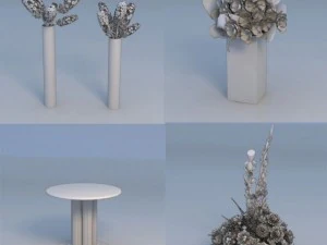 테이블 꽃 식물 3D 모델