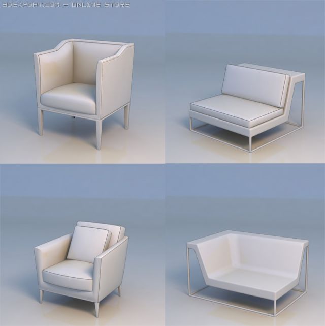 sofa couch chair lounge 3D Модель .c4d .max .obj .3ds .fbx .stl .blend 