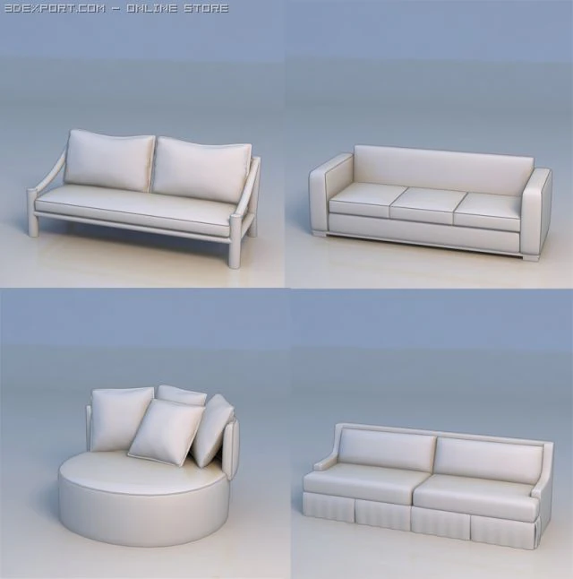 sofa lounge couch 3D Model .c4d .max .obj .3ds .fbx .stl .blend 