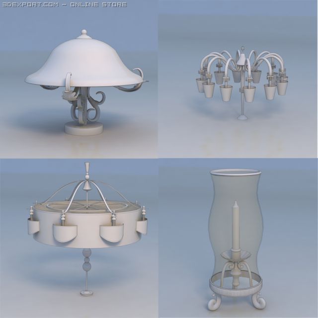 pendant light lamp candle 3D Model .c4d .max .obj .3ds .fbx .stl .blend 