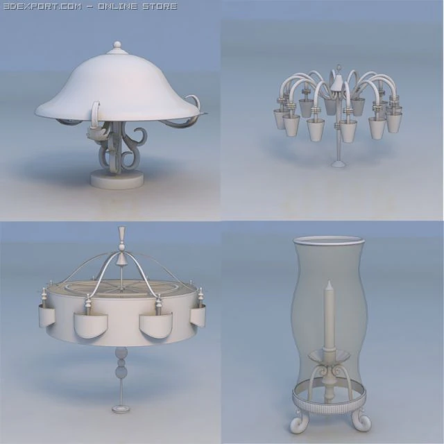 pendant light lamp candle 3D Model .c4d .max .obj .3ds .fbx .stl .blend 