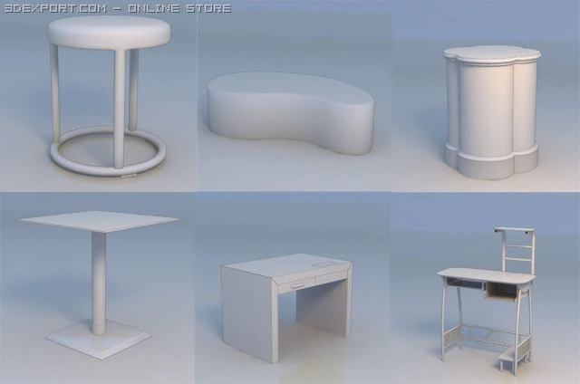 table couch computer table 3D Model .c4d .max .obj .3ds .fbx .stl .blend 