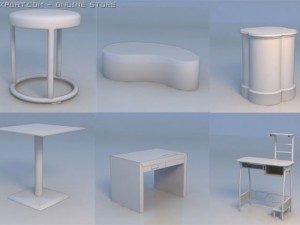 table couch computer table Model 3D