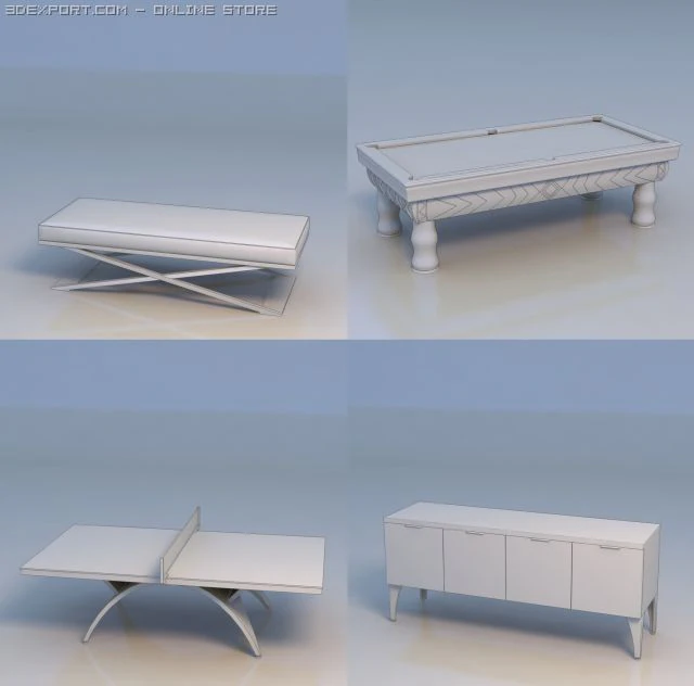 pingpong billiards table 3D Model .c4d .max .obj .3ds .fbx .stl .blend 