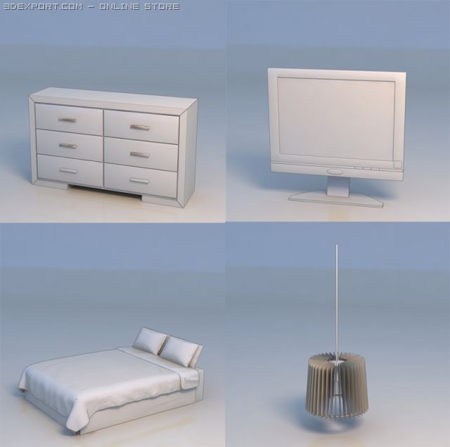 table bed  tv light 3D Model .c4d .max .obj .3ds .fbx .stl .blend 