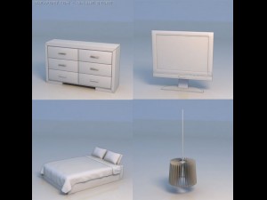 table bed  tv light 3Dモデル
