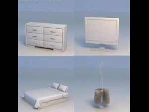 테이블 침대 TV 조명 3D 모델