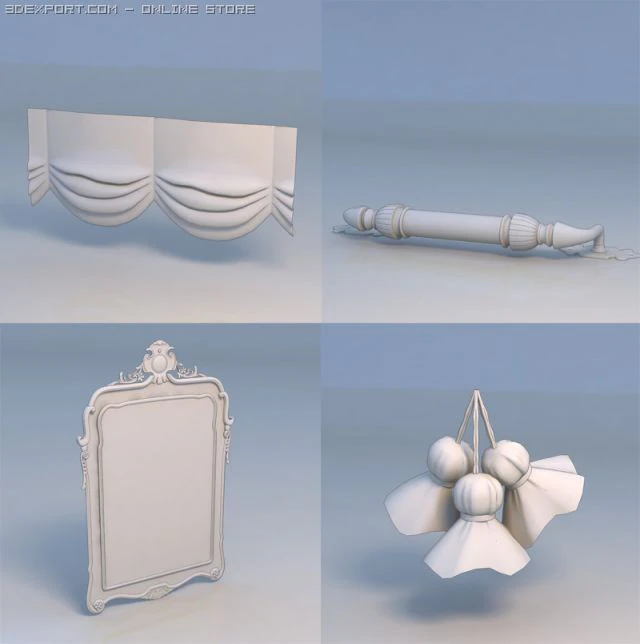 curtain handle art piece 3D Model .c4d .max .obj .3ds .fbx .stl .blend 