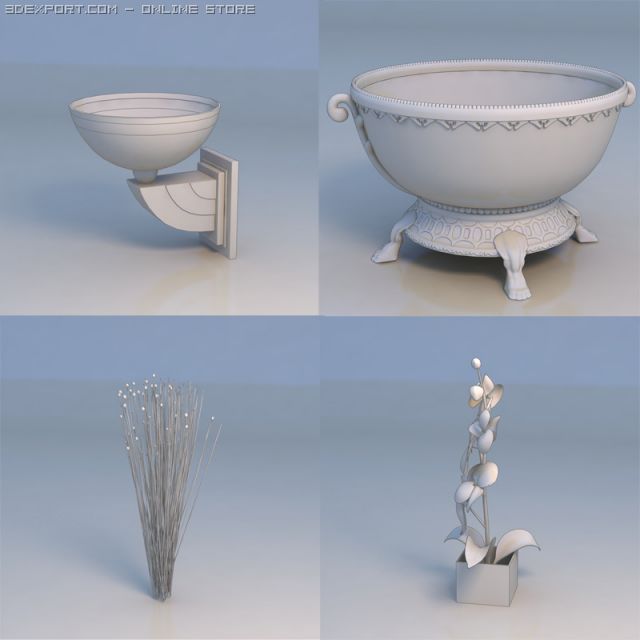 planter pot flowers Model 3D .c4d .max .obj .3ds .fbx .stl .blend