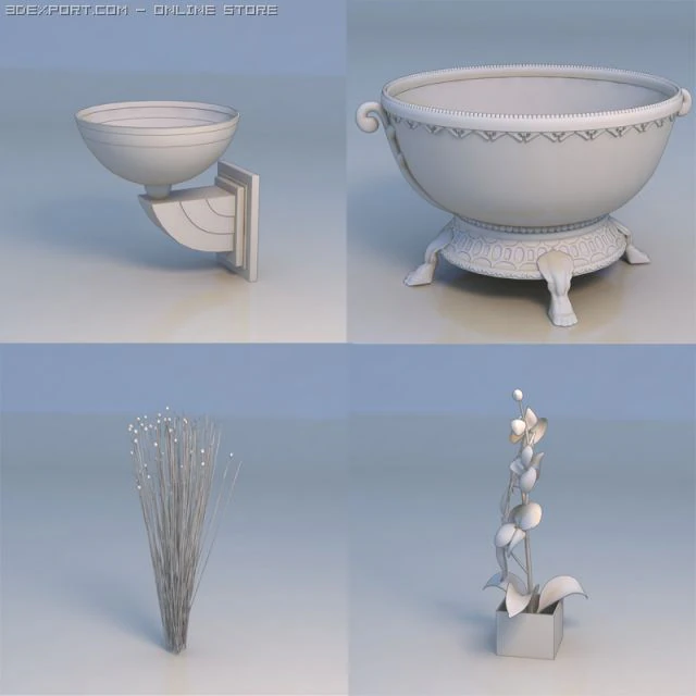 planter pot flowers 3D Model .c4d .max .obj .3ds .fbx .stl .blend 