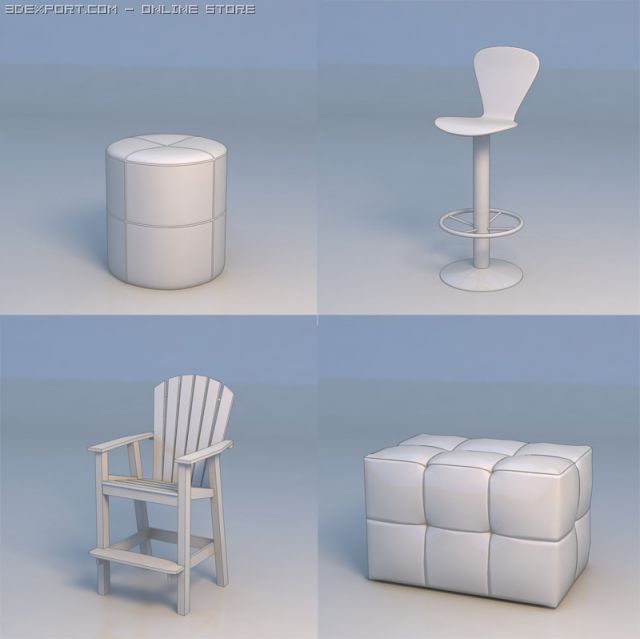 chair couch sofa desk 3D 模型 .c4d .max .obj .3ds .fbx .stl .blend 