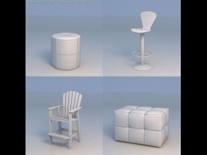 chair couch sofa desk Model 3D