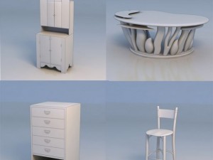 table chair desk Model 3D