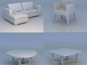 Sofa-Stuhl-Tisch 3D Modell