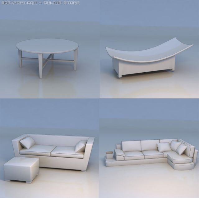 sofa chair table couch Model 3D .c4d .max .obj .3ds .fbx .stl .blend 