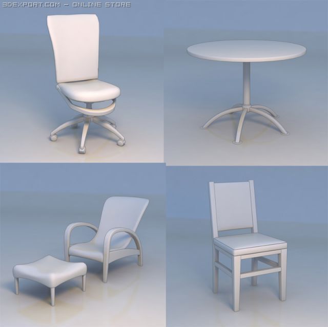 chair desk table 3D Модель .c4d .max .obj .3ds .fbx .stl .blend 