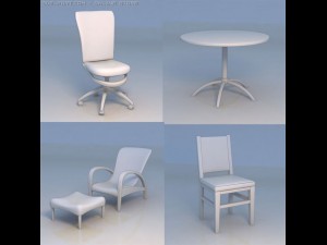 chair desk table Model 3D