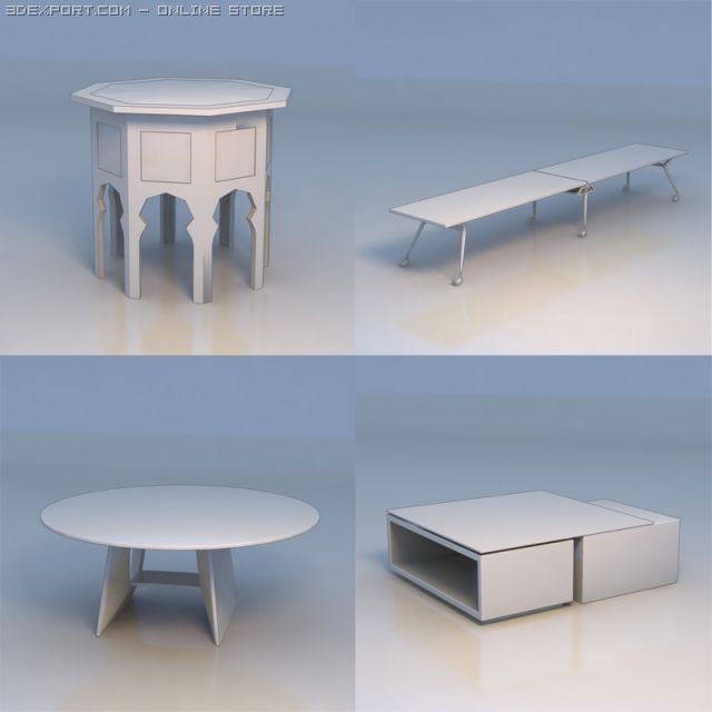 round table desk 3D Model .c4d .max .obj .3ds .fbx .stl .blend 