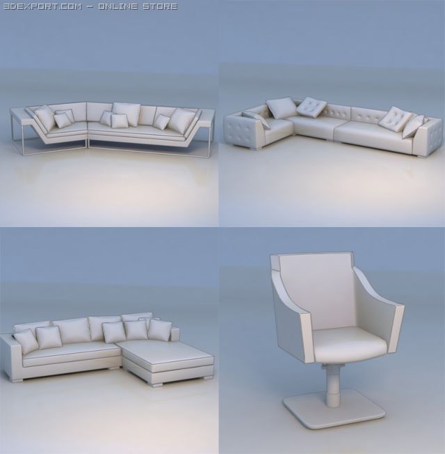 sofa chair lounge 3D Model .c4d .max .obj .3ds .fbx .stl .blend 