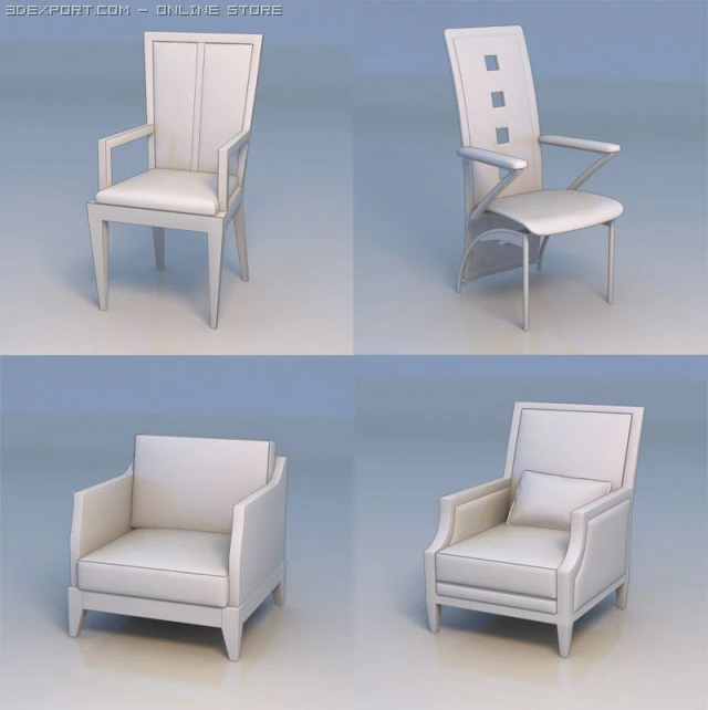 sofa chair armchair 3D Model .c4d .max .obj .3ds .fbx .stl .blend