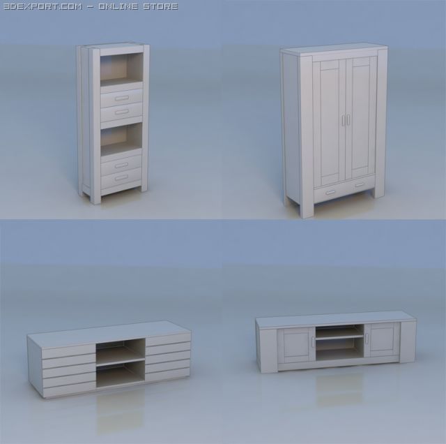 shelf cabinet cupboard bureau 3D Модель .c4d .max .obj .3ds .fbx .stl .blend 