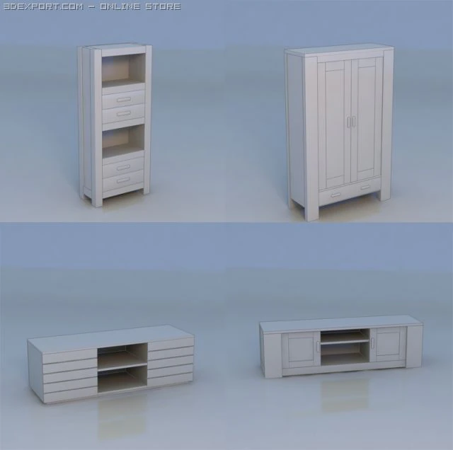 shelf cabinet cupboard bureau 3D Model .c4d .max .obj .3ds .fbx .stl .blend