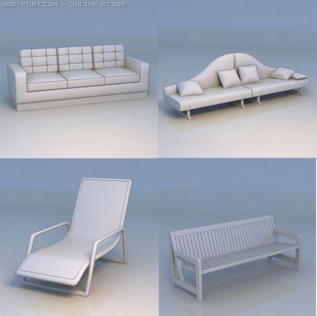 sofa lounge chair Modelo 3D .c4d .max .obj .3ds .fbx .stl .blend 