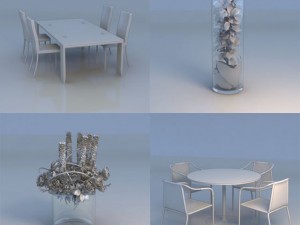 table dining table flowers accessories Modelo 3D