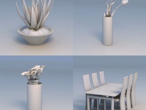 flowers accessories dining table Modelo 3D