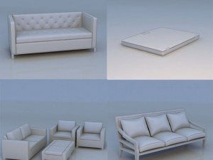 sofa chair laptop 3D Model