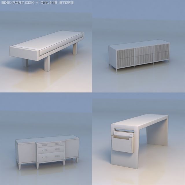 table cabinet bookcase desk Model 3D .c4d .max .obj .3ds .fbx .stl .blend 