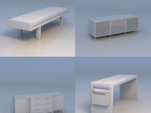 table cabinet bookcase desk Model 3D