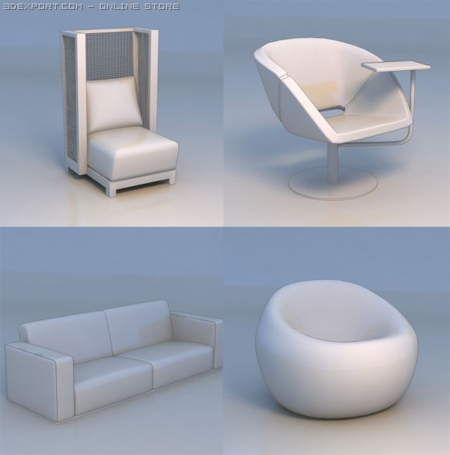 chair sofa couch Model 3D .c4d .max .obj .3ds .fbx .stl .blend