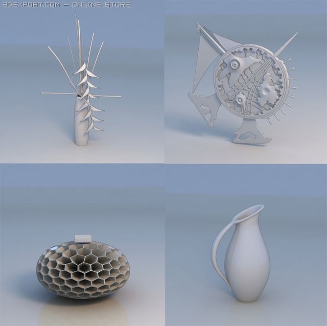 flowers accessories art piece bottle 3D मॉडल .c4d .max .obj .3ds .fbx .stl .blend 