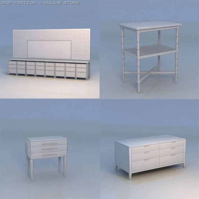 shelf table cabinet 3D Model .c4d .max .obj .3ds .fbx .stl .blend 