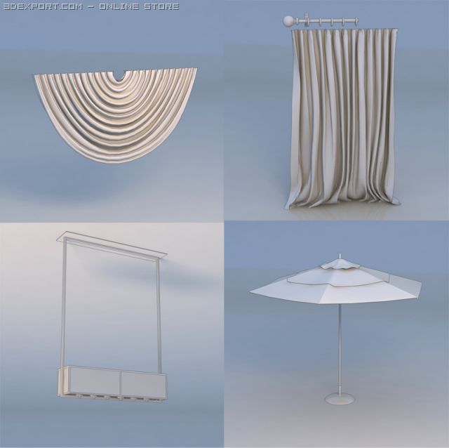 curtain light umbrella sunshade 3Dモデル .c4d .max .obj .3ds .fbx .stl .blend