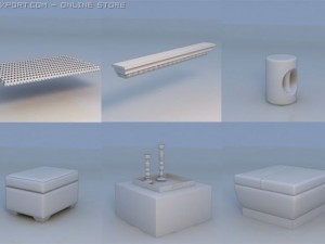 panel couch table Model 3D